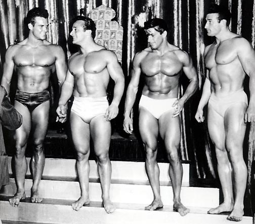 Steve Reeves George Eiferman Armand Tanny Bob McCune Old School Bodybuilding Line-Up