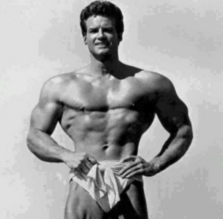 Steve Reeves Standing Bodybuilding Pose Wide Clavicles Shoulders